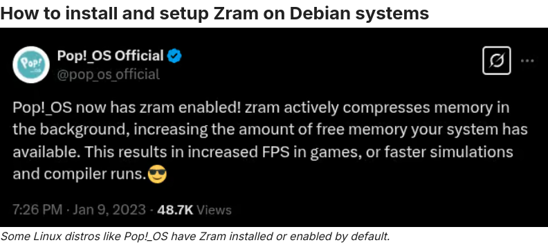 howtopam's tweet photo. Linux swap to compressed RAM memory with #zram for greater memory efficiency. https://t.co/srZGCrHH3e https://t.co/zgI2f7oYy9
