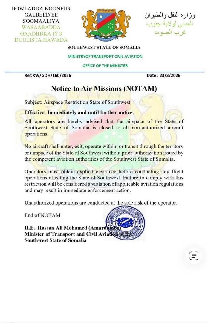 SocdaalAdam's tweet photo. Pess Southwest State of Somalia 🇸🇴 https://t.co/P2P0EZFCE6