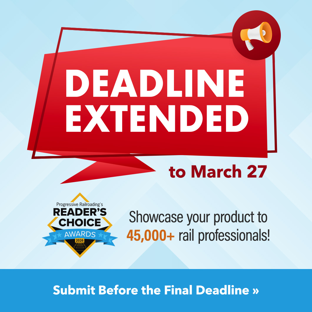 rail_pro_mag's tweet photo. 📢 Deadline Extended — Final Opportunity!
Due to high demand, we’ve extended the deadline for the 2026 Reader’s Choice Awards to this Friday, March 27!
⏳ Submit now before it’s too late:
https://t.co/7MAuUVv32u 

#readerschoiceawards #RailInnovation #ProgressiveRailroading https://t.co/ck3Ok2JnLN