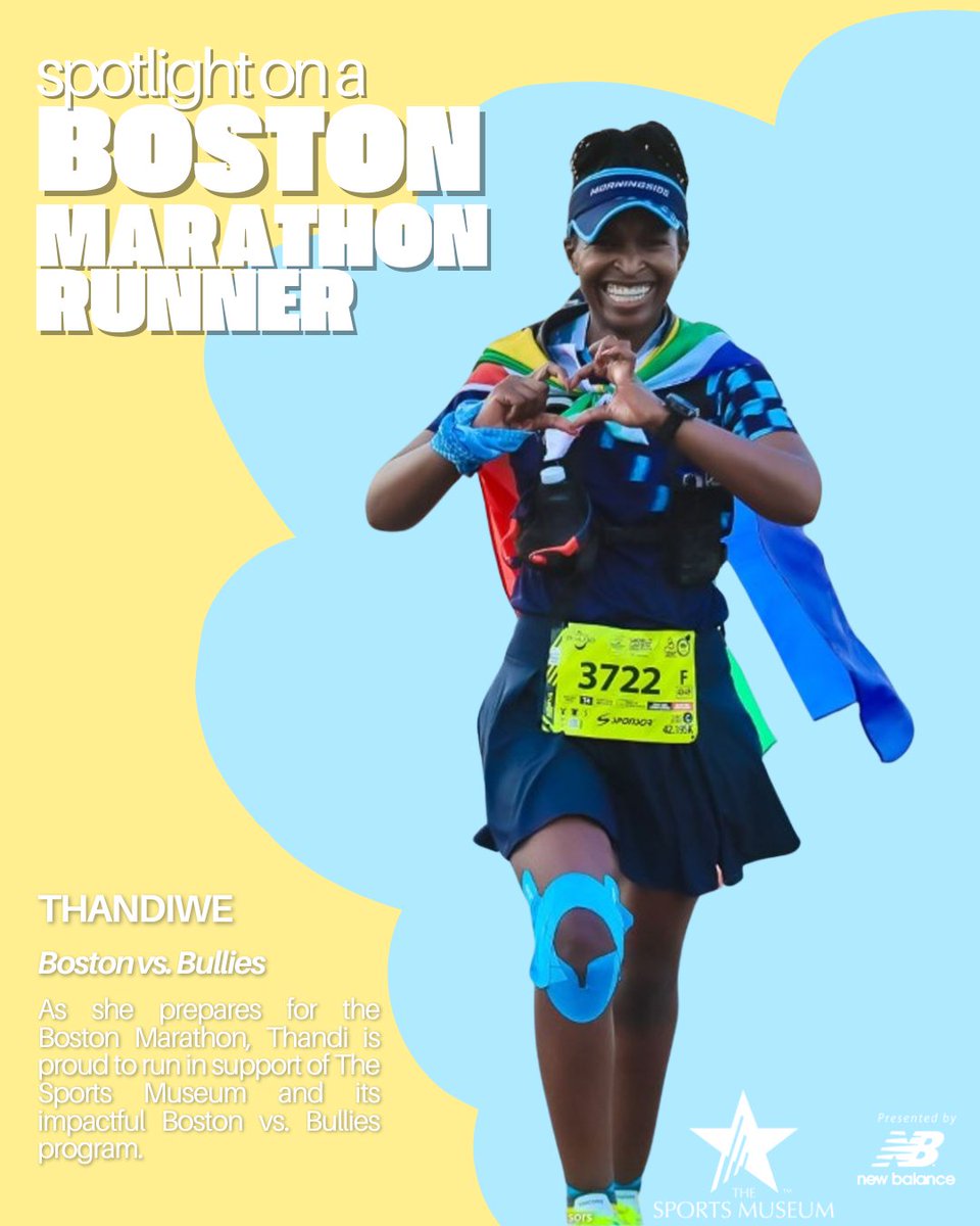 TheSportsMuseum's tweet photo. 🏃‍♀️ Marathon Runner Spotlight 🏃‍♀️

If you’d like to support Thandi on her journey, follow the link below!💙

https://t.co/JFgS1ZTk8m

#BostonMarathon #BostonMarathon2026 #TeamSportsMuseum #RunForGood #MarathonRunner #BostonVsBullies https://t.co/yo3hizICAd