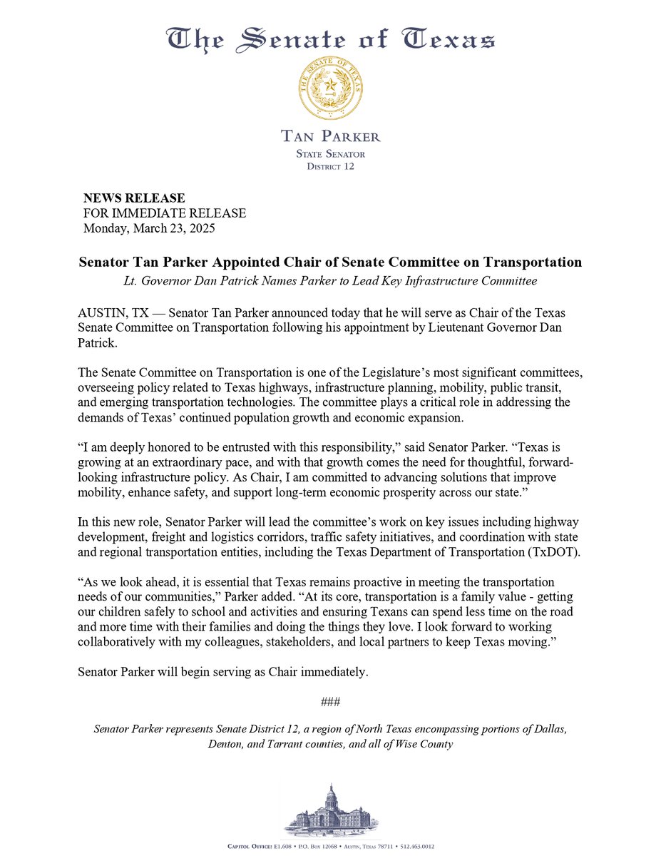 Senator Tan Parker tweet media