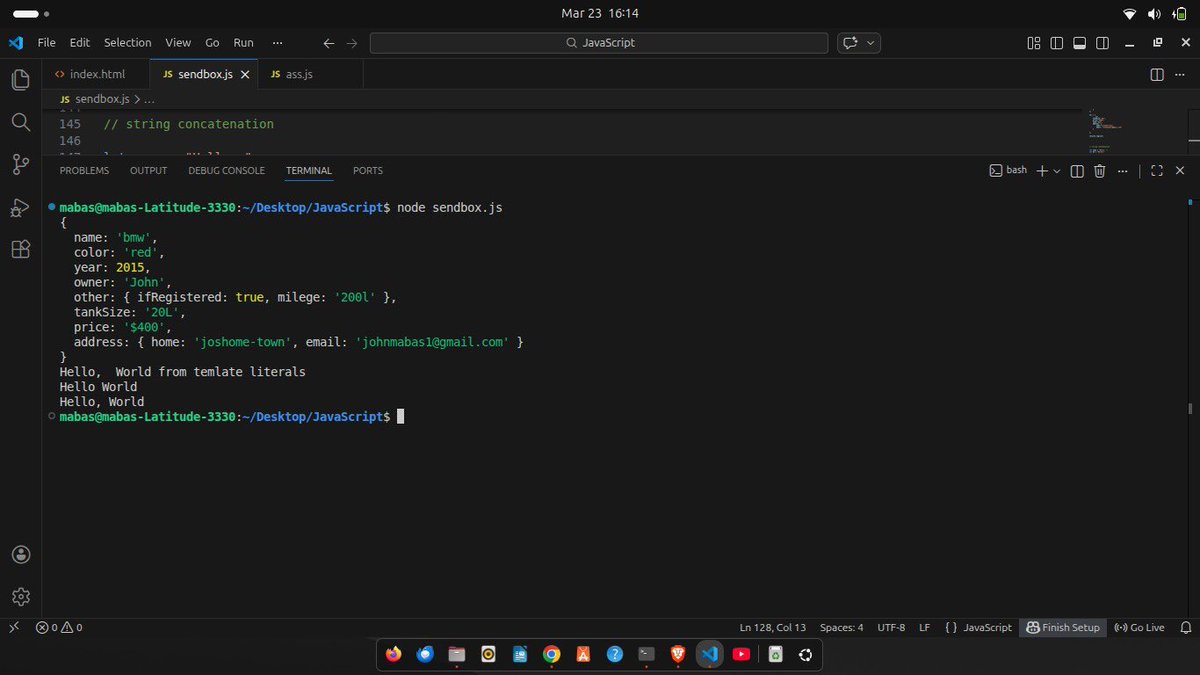 Mabas_Akila's tweet photo. Day 23 of #100DayOfCode ,  today at @blockfuselabs I learned about String, String Concatenation and Template Strings .
-String is a sequence of characters used to represent text data.

To create a string in JavaScript, you can use single quotes ('), or double quotes ("). https://t.co/27CENn3xdE