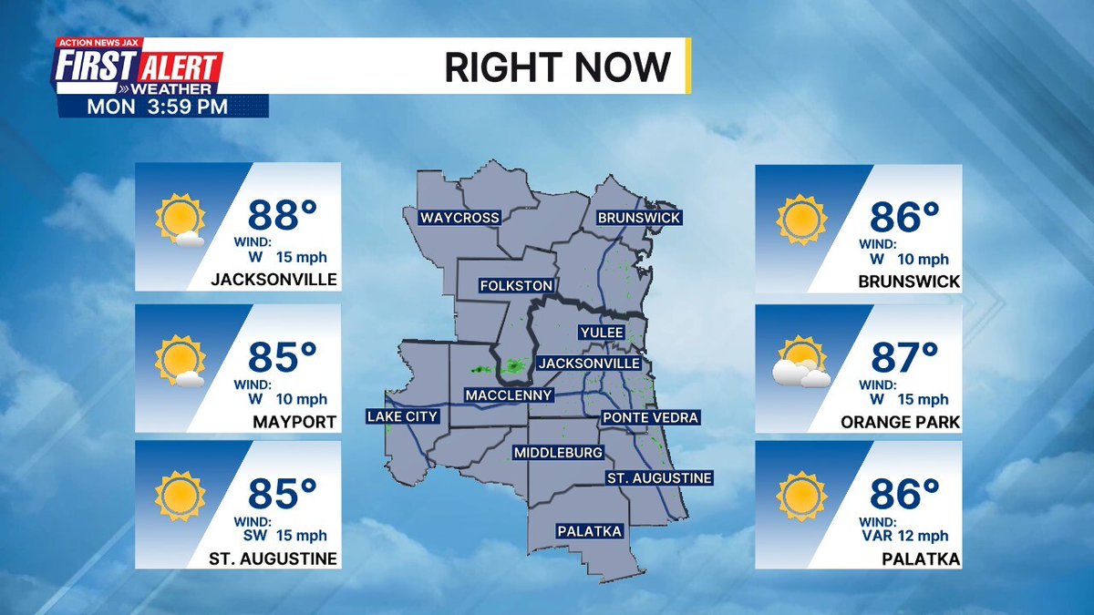MikeFirstAlert's tweet image. Current conditions across NE Florida and SE Georgia. #FirstAlertWX