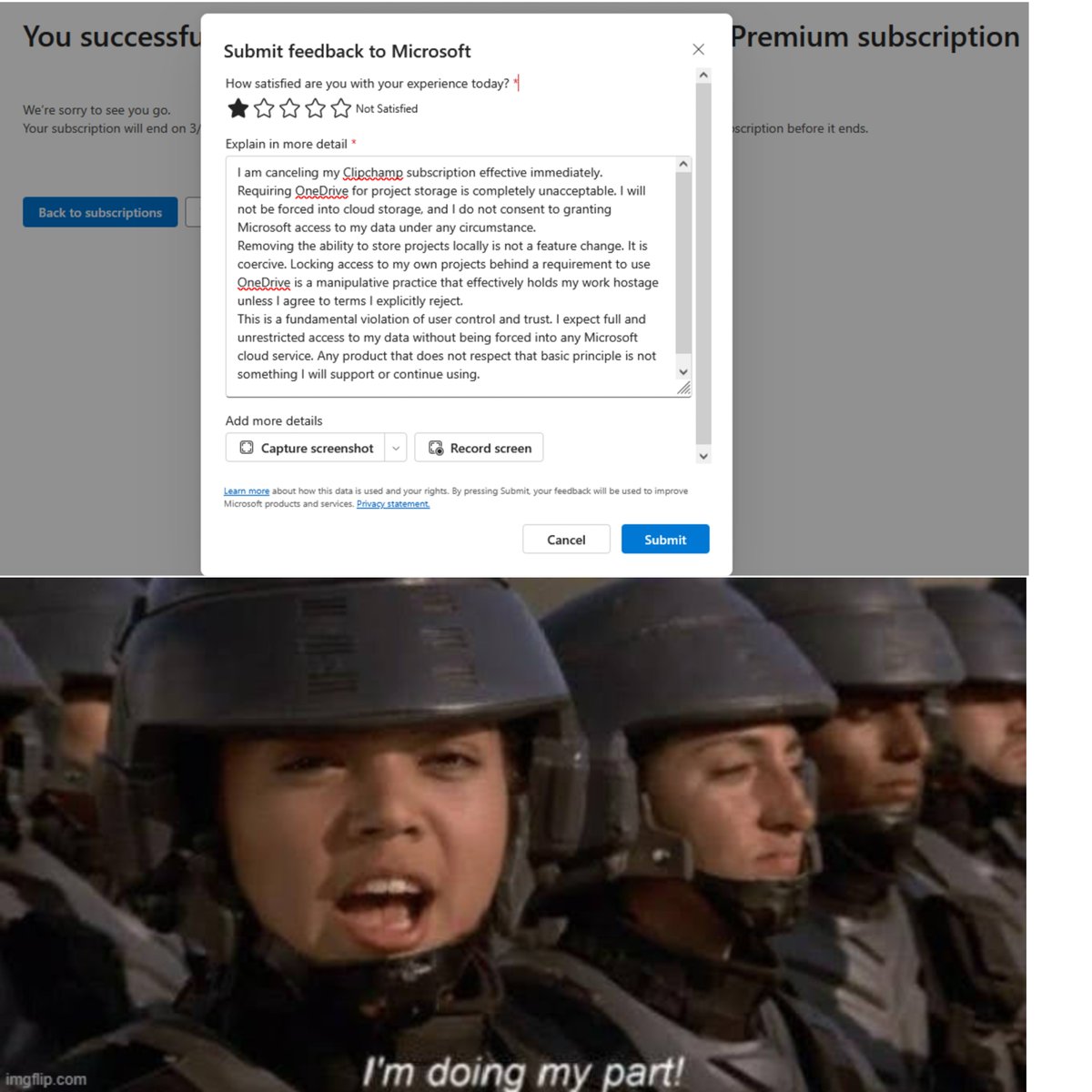 <a href="/GameDevMicah/">GameDevMicah🤩UNREAL FEST CHICAGO</a> 
Just stumbled onto your post, had to rush and cancel my subscription. First time I'm hearing about this!

This is so coercive, I hope they're happy shooting themselves in the foot here! I never thought my projects would be taken hostage by Microsoft!!!