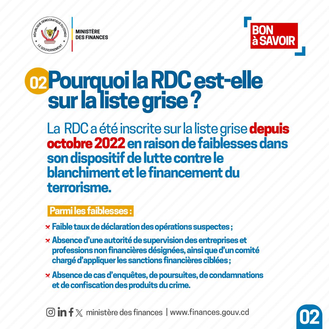 ebalemozindo's tweet image. #RDC: #FINANCES. 
Transparence financière : Comprendre les enjeux du maintien de la RDC sur la « liste grise » du GAFI.

​Dans le cadre de sa campagne de sensibilisation, le Ministère des Finances de la République Démocratique du Congo apporte un éclairage nécessaire sur le rôle