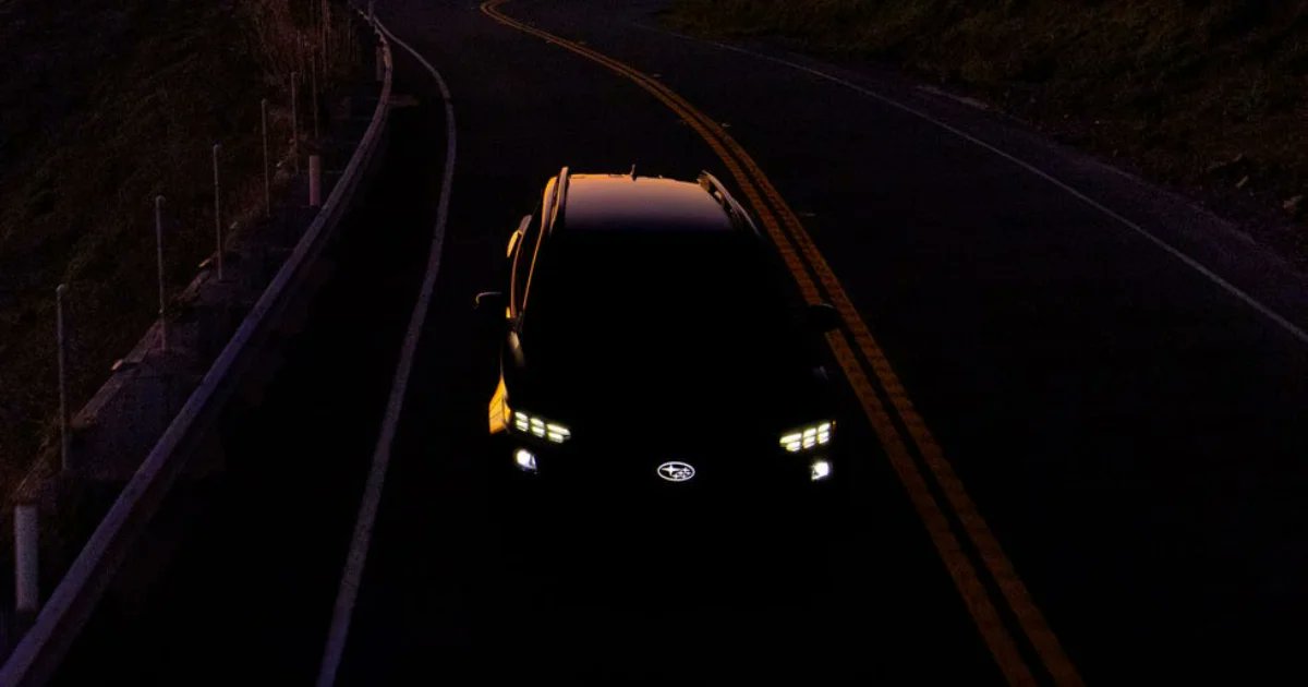 motorrove's tweet photo. Subaru is set to reveal a new electric SUV coming next week at the New York Auto Show. The new model debut was announced today with teaser images completely camouflaged within darkened surroundings, and it’s cruising along an oceanside road.

https://t.co/73gp5CTQWd https://t.co/XXBpO32kEZ