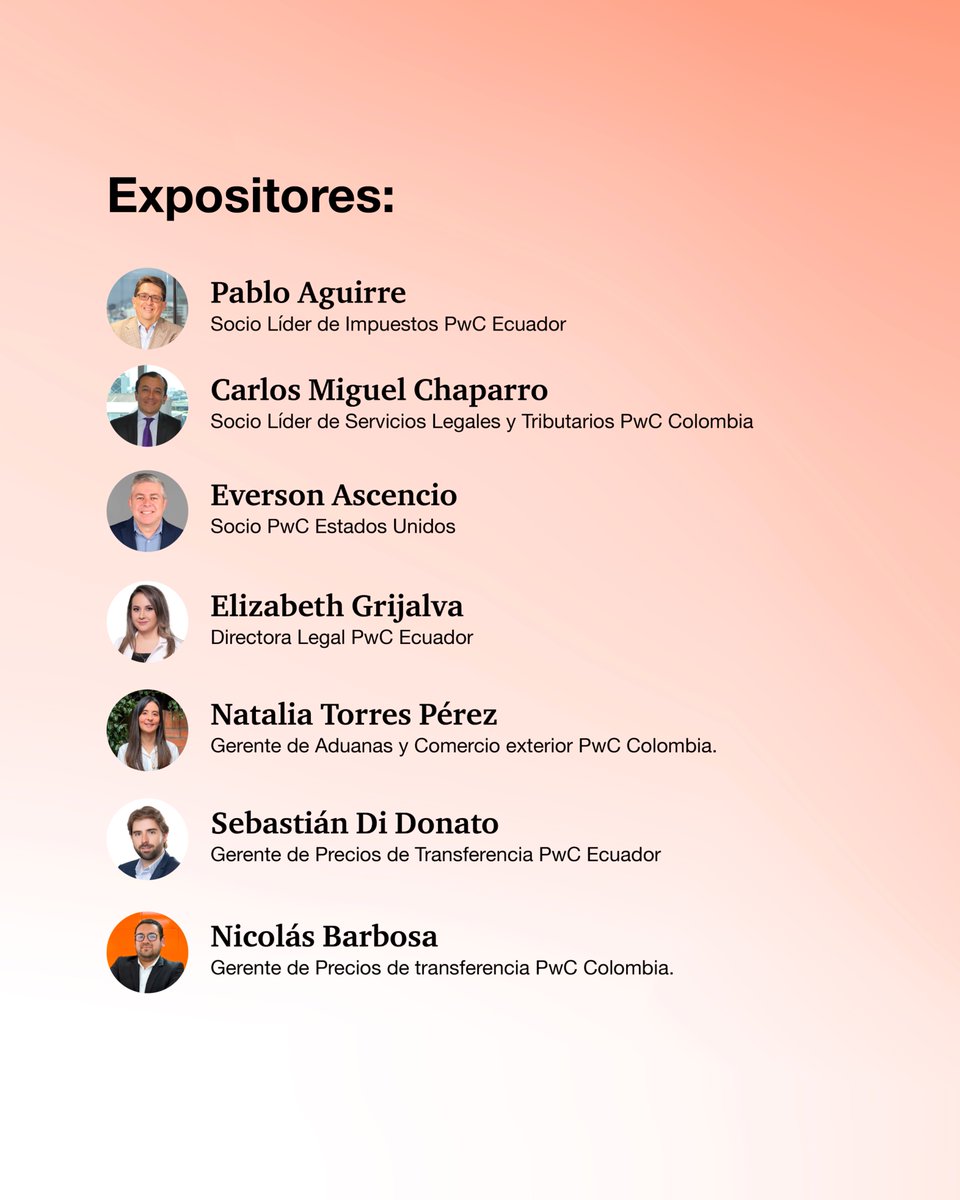 Ecuador y Colombia enfrentan nuevos retos regulatorios.
Únete a nuestro webinar PwC sobre la tasa de seguridad y su impacto en comercio internacional.
📅 27 marzo | 09h00
Regístrate: forms.office.com/Pages/Response…
#PwCEcuador #PwCColombia