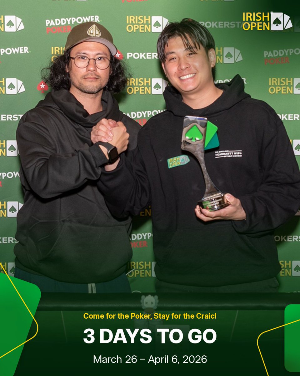 Irish_PokerOpen's tweet image. Under 3 days to go… 👀

The Irish Open is nearly here and the RDS is about to get busy.

Good Guinness, good people, good players, and probably a few questionable outfit choices along the way.

You coming or what?
#IrishOpen #RDSDublin #Countdown