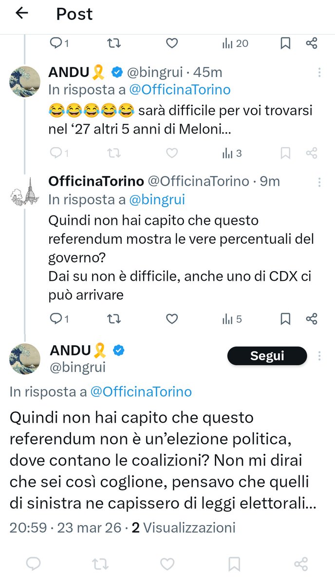 Ci sono rimasti male gli amici destrorsi, ma male male male...
Scoprire che quel 10% te lo hanno venduto come maggioranza di paese, e ci hai pure creduto... 
Deve essere dura.