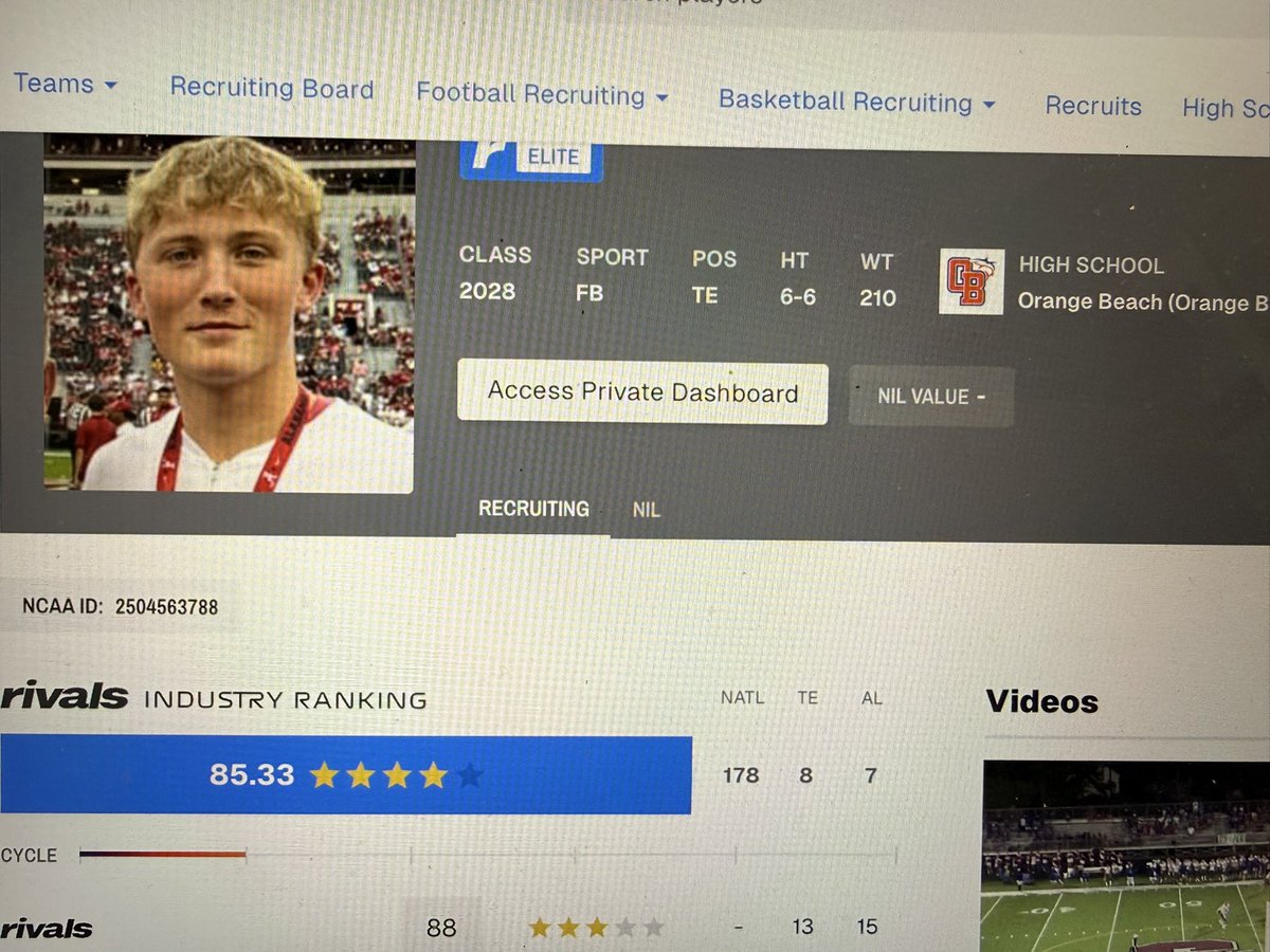 Orange Beach (Ala.) ‘28 TE Lee Steele ( @LeeSteele_2028 ) is regarded ...