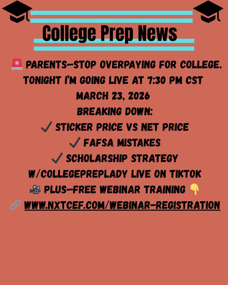 nextchapEDFDN's tweet photo. Join me this evening Live on TikTok!😃#Scholarship #NetPrice #StickerPrice #NXTCEF https://t.co/zxHnbTQsgz