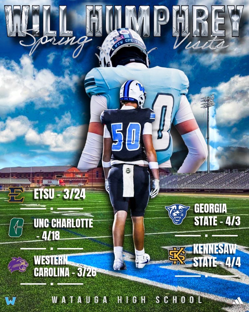 Blessed to have all these visits lined up this spring! #AGTG 

<a href="/CoachPCovington/">Patrick Covington</a> <a href="/CoachB_Blackmon/">Brian Blackmon</a> <a href="/CoachMack_KSU/">CoachMack_KSU</a> <a href="/Mitch_Militello/">Mitch Militello</a> <a href="/Coach_Douglas_/">Troy Douglas</a>  <a href="/Coach_kwebb/">Coach Kerry Webb</a> <a href="/CoachDickey_12/">Coach Kyle Dickey</a> <a href="/CoachBrianMetz/">BRIAN METZ</a> 
<a href="/arudolph53/">Allen Rudolph</a> <a href="/BrianHainesb/">Brian Haines</a> 

<a href="/PerfectEffort14/">WataugaFootball</a> <a href="/CoachBillCarr86/">Bill Carr</a> <a href="/CoachTucker54/">Heath Tucker</a>