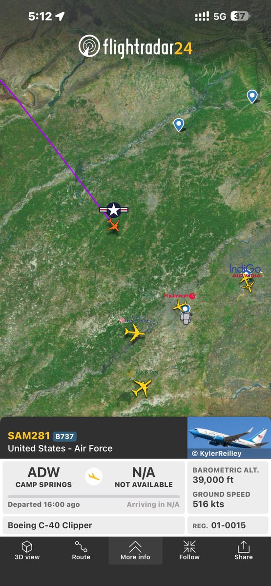 🚨‼️ 
Where he going ? 
Just on <a href="/flightradar24/">Flightradar24</a>  over Pakistan airspace US airforce  aircraft crossed Islamabad 🇵🇰 international airport , this flight departed 16 hours ago from United States Camp spring base .