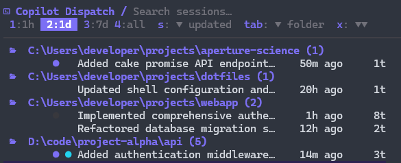 jongallant's tweet photo. dispatch v0.6.0 is out - your terminal Copilot CLI session finder and launcher  

- change preview to bottom, left, top right 
- expand/collapse all 
- plan.md ready indicator - thx @wbreza

`dispatch update` and it's yours.
 
https://t.co/mkELKBc2Nd https://t.co/pApaI2RDYt