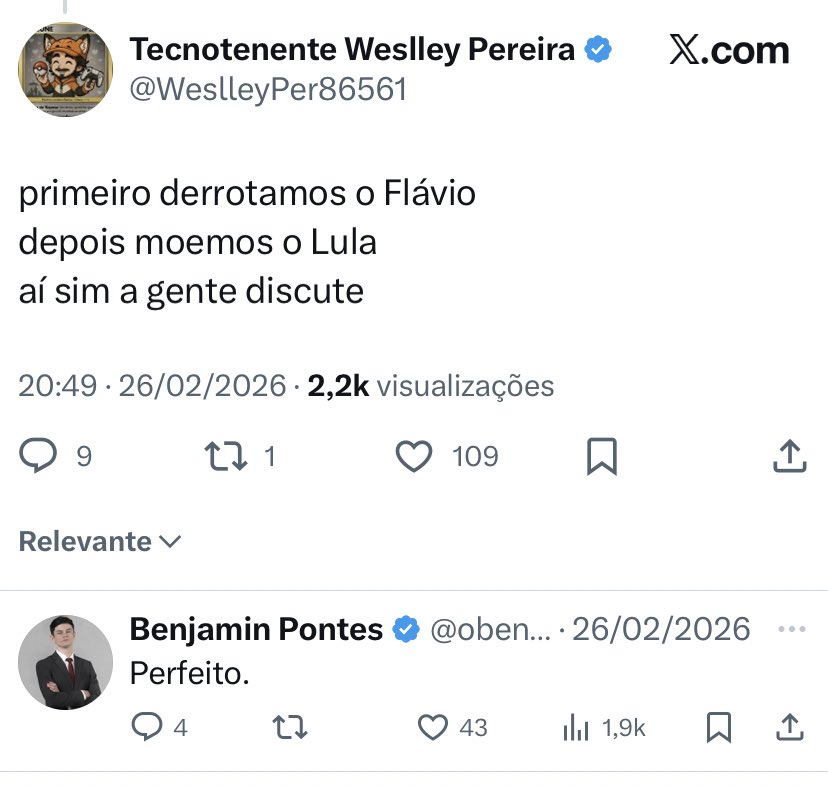 <a href="/kimpaim/">Kim D. Paim</a> <a href="/joao8_32_JB/">João 8:32 🇧🇷 2️⃣2️⃣</a> O único post que ele esqueceu de apagar, foi um querendo derrotar o Flávio nas eleição. Isso é Tróia do MBL