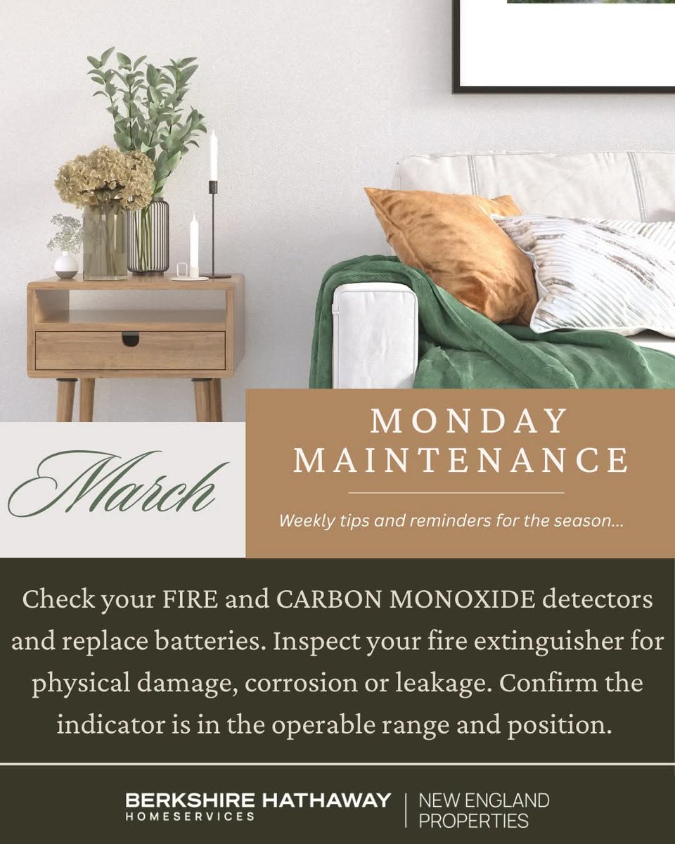 Annrealtor2's tweet image. 🚨 Your heating system is still working hard — make sure your home’s safety devices are too.
Take a few minutes to check smoke and carbon monoxide detectors so your home stays protected while you stay comfortable.
#MondayMaintenance #HomeSafety #SmokeDetectorCheck #CarbonMonoxide