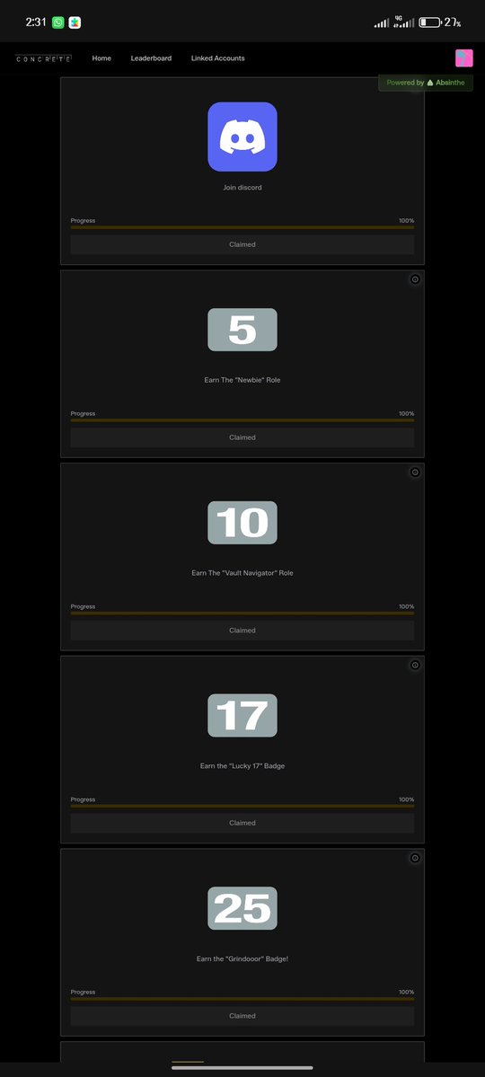 Proof of being consistent on <a href="/ConcreteXYZ/">Concrete</a> discord server.
The journey isn't meant for the weak, it takes so much time and efforts to achieve your desires.
Now it's time to get the remaining 2 roles which are Access and Moai role.
LFG
Gmcrete