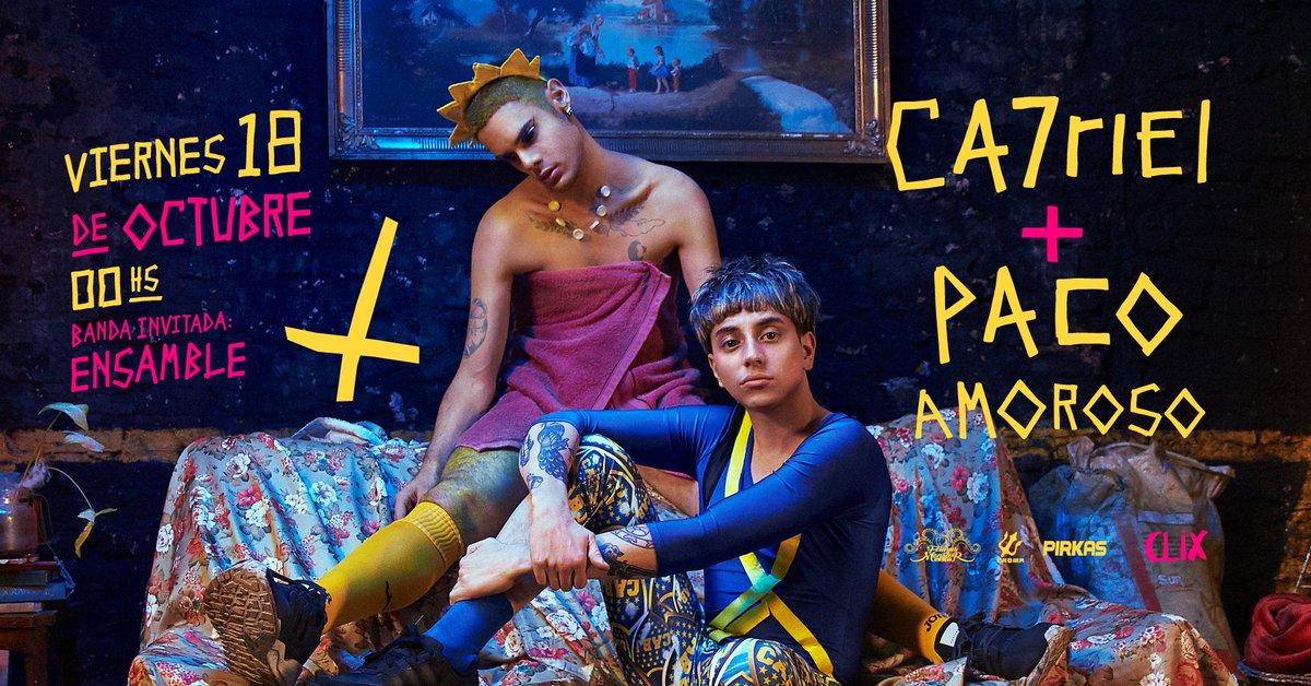 conohielo's tweet photo. ca7riel &amp; paco amoroso (tour sin nombre) - 2019 https://t.co/JmnP3pfi2L