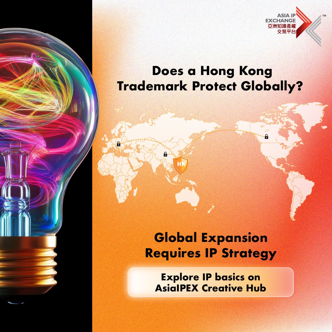 hktdc's tweet image. Registering a #trademark in Hong Kong doesn't mean it's protected globally. #IP rights are territorial. To expand safely, businesses must seek protection in target markets individually. Find out more on #AsiaIPEX #CreativeHub: tinyurl.com/228c6vky #CCIDAHK #CSTB #CCIDA