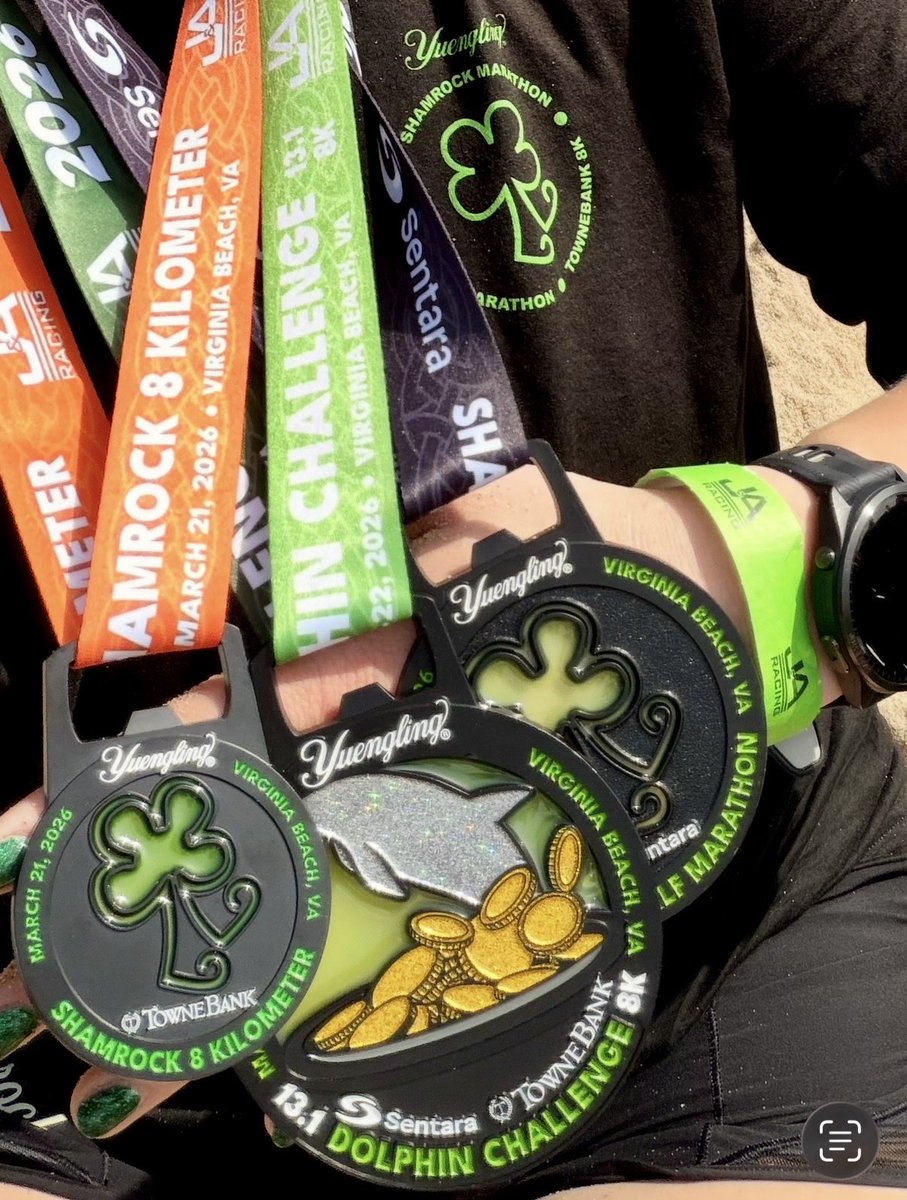 ‘Twas a weekend of collecting many medals 🏅 Ran races on Saturday and Sunday.

A great weekend in America 🇺🇸 

Even saw a bald eagle 🦅 flying overhead upon completion of the half marathon portion🏃‍♀️