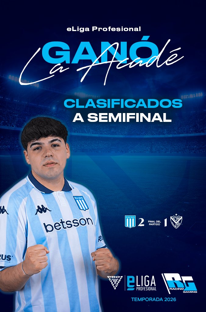 RacinGGamingOK's tweet photo. ¡SOMOS SEMIFINALISTAS! 🎓🏆
Remontada de @rblz_kiketo para meter a @RacingClub entre los 4 mejores de la #eLPF
El domingo jugamos la gran Semifinal Presencial.
¡VAMOS RACING! ¡VAMOS KIKETO! 🩵🤍
#RacingGaming #eLPF #FC26 https://t.co/SPeLybHR7D