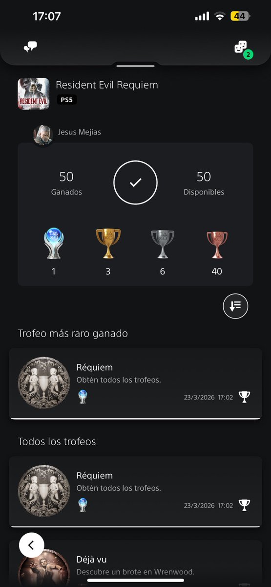 Chuytastico's tweet photo. Conseguí mi primer platino de PS5, con el brutalisimo Resident Evil Requiem. Que clase de juego, disfrutable de inicio a fin, divertido con la tipica formula de Resident Evil, y da un miedo absurdo (al menos a mi)

Es un 10 de 10 para mí, y gráficamente es otra cosa https://t.co/7sPdW9TAIE