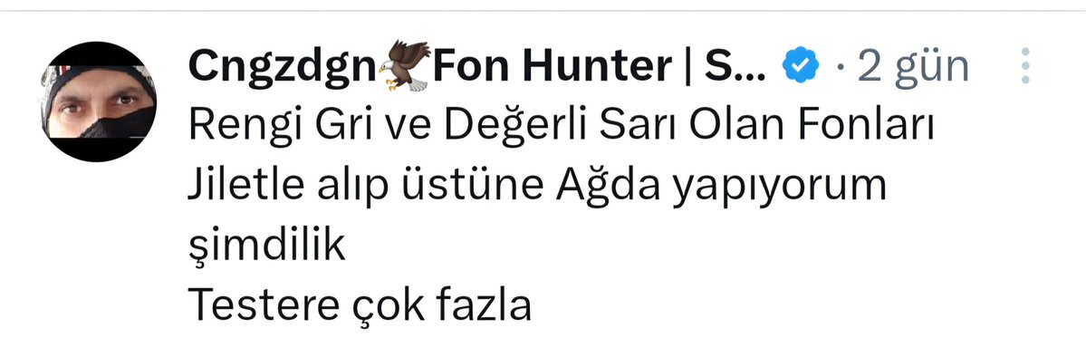 Cngzdgn5's tweet image. Yarın Hesaplarda
#DOH +0,98✅️
#SKZ +1,47✅️
#BSM +0,91✅️
#PPS +0,86✅️
#BVD -0,92😡
#FMG -12,96 ❌️yuh gümüş
#GMI -16,40❌️❌️ OHA gümüş
Bazı altın fonlarında -10 larda
Ağda candır 😅✅️
Kıllarını almayanlar üzgünüm