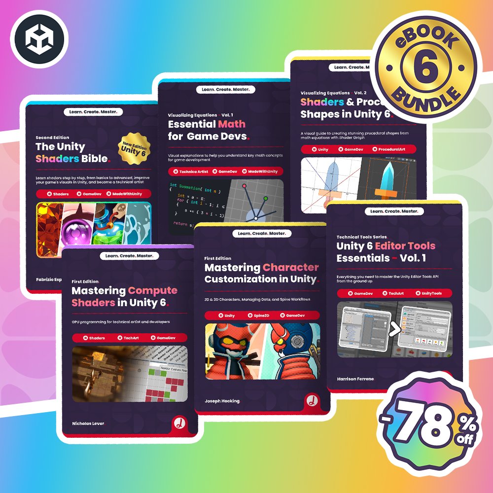 ushadersbible's tweet image. Limited Time: Unity Bundle for $49.99 ✨ jettelly.com/bundles/the-un…

#indiedev #gamedev #unity3d