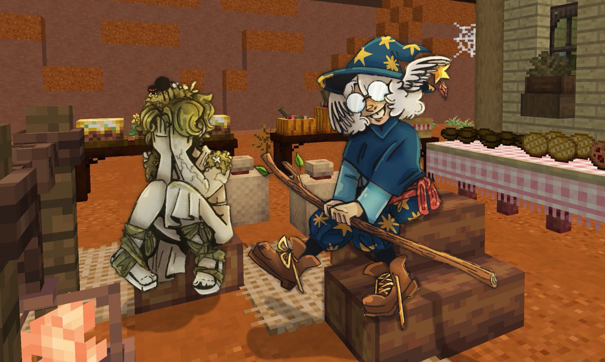 ko0lit's tweet photo. Me and the statue I perch on lowkey #TideDrawnSMP https://t.co/qyZivgLox0
