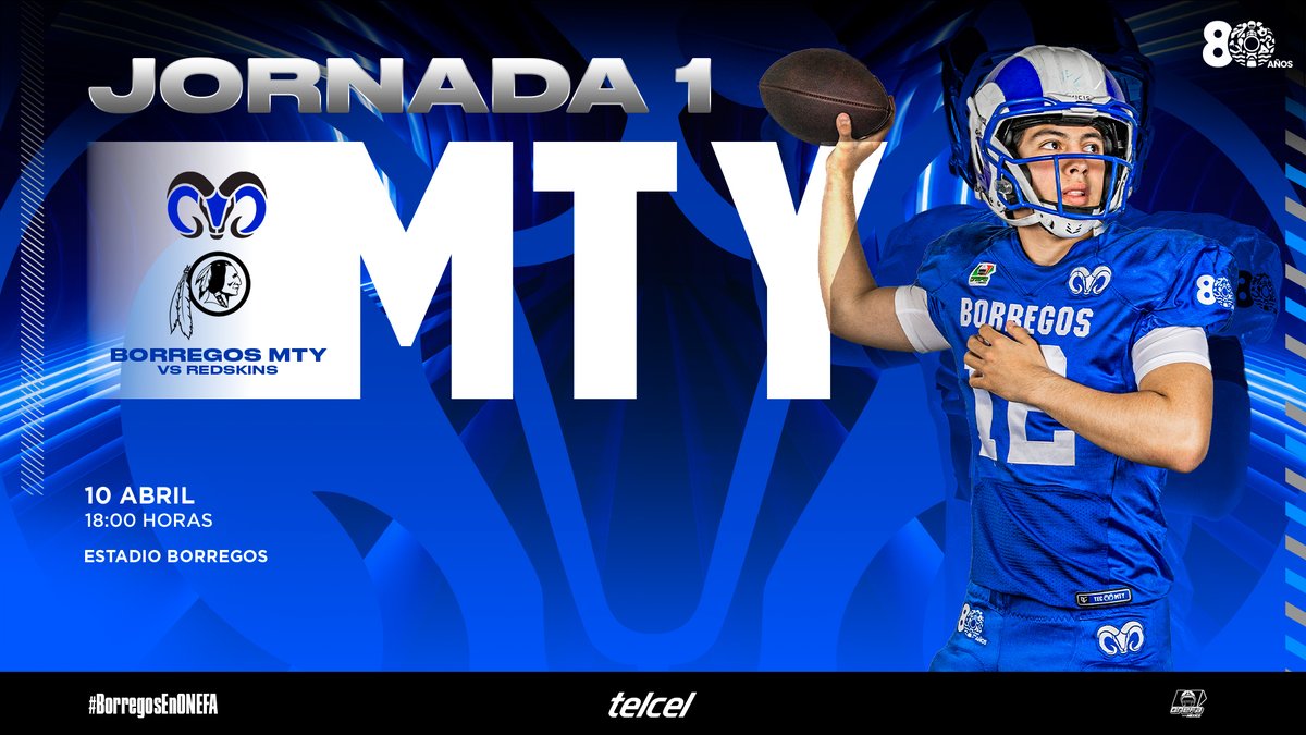 BorregosMty's tweet image. WE'RE BACK🏈🤘

La categoría juvenil de @PrepaTecMty comienza las acciones de la temporada 2026 de la #ONEFA en el 🏟️ Estadio Borregos.🐏

#BorregosMty 🆚 #Redskins
📅Viernes 10 de abr
⏰18:00 h
🎟️ENTRADA LIBRE | 📺FB Live

#BorregosEnONEFA #FearTheHorn