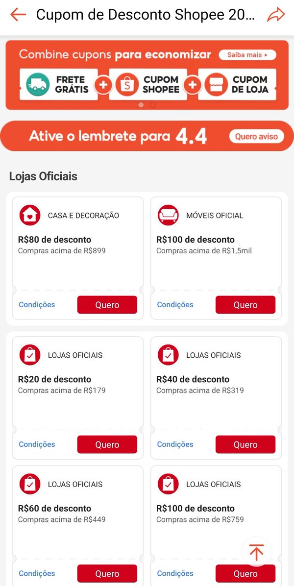 TODOS OS CUPONS DA SHOPEE EM UM SÓ LUGAR! 🎟️
Liberei o link com cupons variados para você usar hoje:
✅ Frete Grátis
✅ Descontos em Eletrônicos, Casa e Moda
✅ Cupons de Moedas e Lojas Selecionadas

🔗 Resgate seus cupons aqui:
s.shopee.com.br/3qIbd29OWD