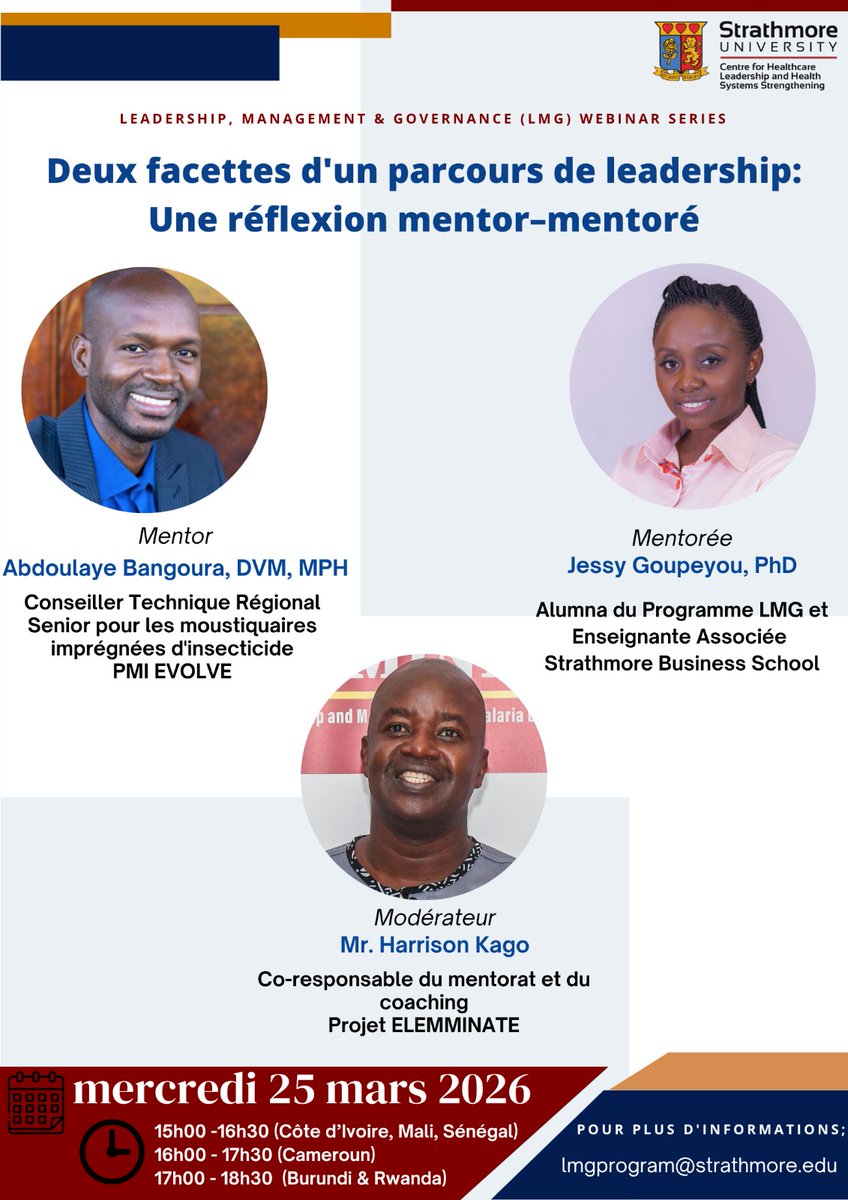 JessyGoupeyou's tweet image. Together with my mentor Dr. Abdoulaye Bangoura, we will reflect on two perspectives of a #leadership journey (#mentor and #mentee) and the powerful role #mentorship plays in shaping careers, confidence, and impact.

📅 25 March 2026
🕒 15:00 - 16:30 GMT 
🔗  Teams meeting :