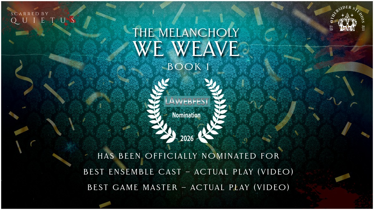 OthersiderStd's tweet photo. The Melancholy We Weave Book 1 has made it past selections to nominations for LAWebfest! This melancholic horror series has been selected for LAWebfest 2026! Thank you so much @lawebfest2026 for selecting our series! https://t.co/YDi5QJQUxL