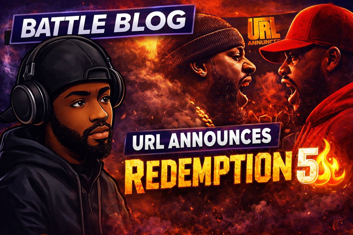 AFKFromSpaCity's tweet photo. 🚨 NEW BLOG ALERT 🚨

URL just announced Redemption 5 and this card is 🔥🔥

Swamp vs Kyd Slade  
Fonz vs Cortez  
Swervoo vs J2  
Arsonal vs Footz  
Drugz vs Hansel  
Rah vs Zeke  

Breaking it ALL down in the latest battle rap blog 👀🎤  
Who y’all got winning?? https://t.co/pgOfPA3TiT