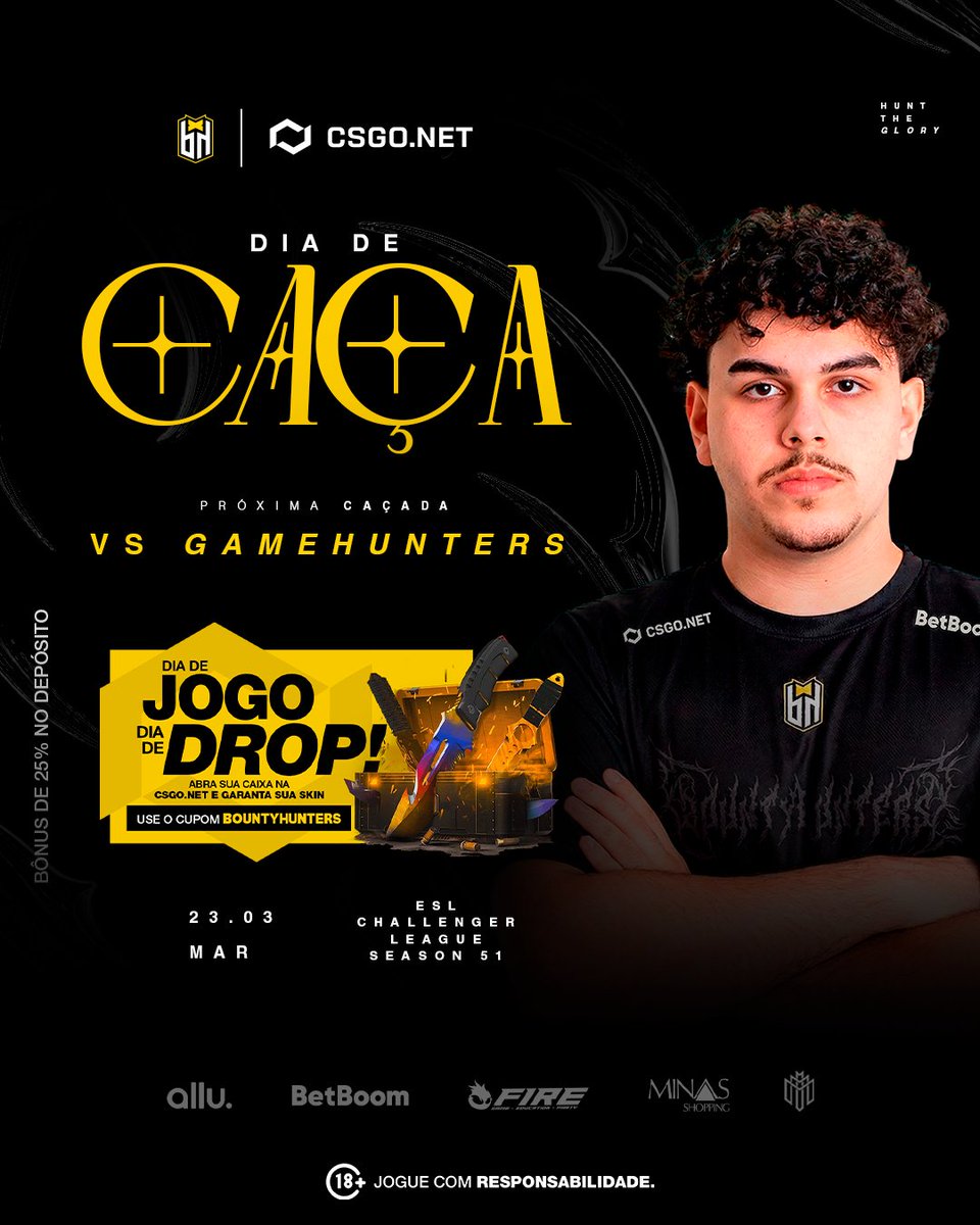 bhbountyhunters's tweet photo. E MAIS UM CONFRONTO NO DIA DE HOJE! 🔥
É hora de ESL e nossos hunters já estão prontos pra caça!
⏰ EM INSTANTESS! 🇧🇷🇦🇷🇺🇾
🆚 @GameHuntersCS2
🔗 https://t.co/B7U9lSdVVO
BORA TORCER, MINHA BH! 🔥🔥
#BHCS2 #GoBH #DIADECAÇA #HuntTheGlory 🖤💛🐍 https://t.co/nTOxCgqC7u