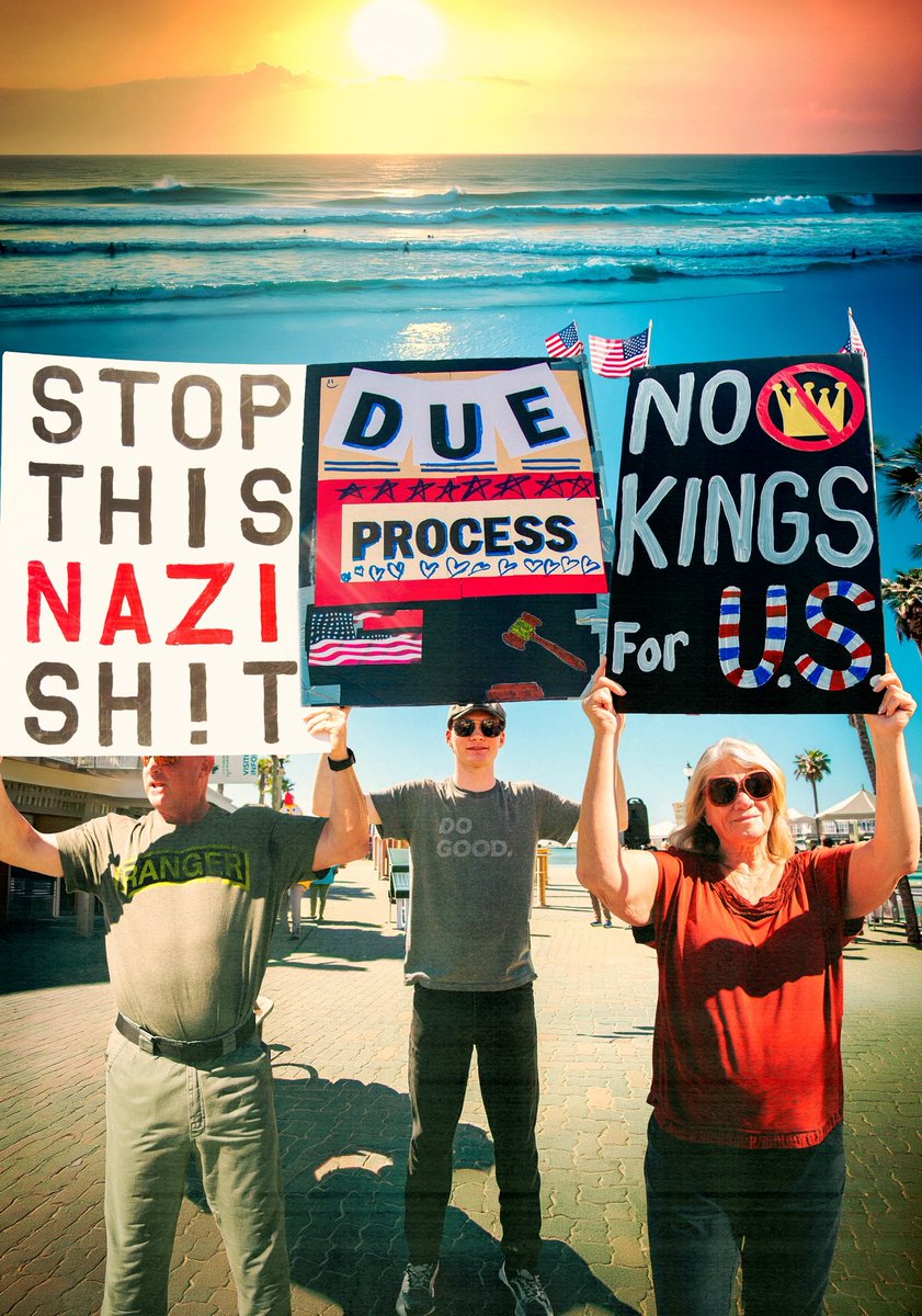 MandyRosenVFX's tweet photo. No Kings protest in 5 days 🔥 let’s fucking gooo. I took these at the last No Kings in Huntington Beach and collaged them just now https://t.co/0LRaTac4pj