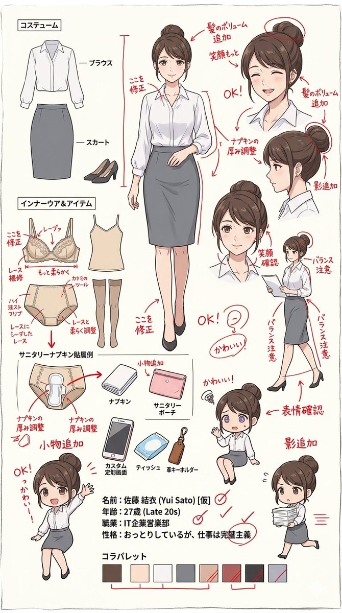 イラスト大賢者｜上品OL・リクスーポートレート（SFW） tweet media