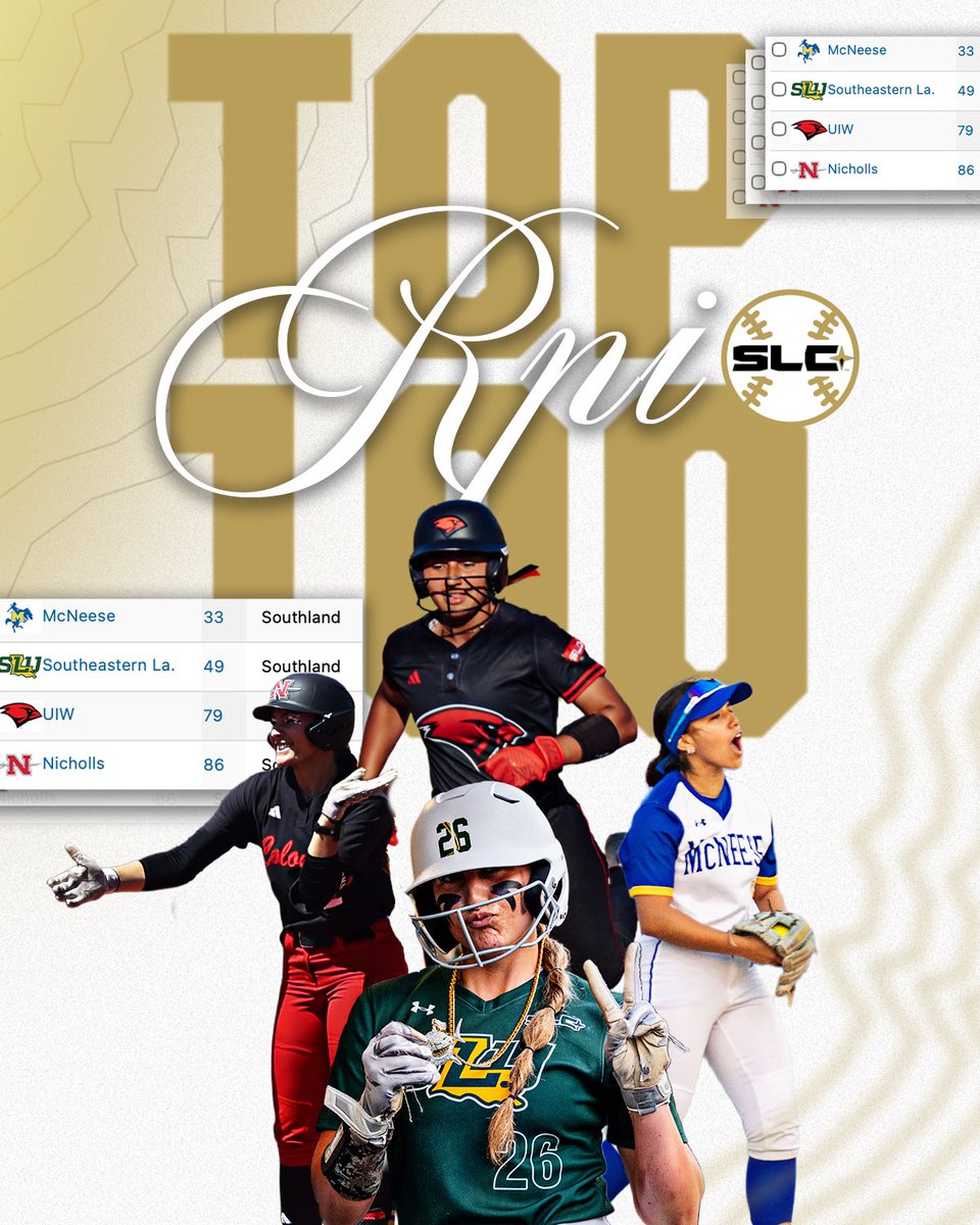 NO DAYS OFF ON THE DIAMOND🥎

Building off an impressive non-conference slate, the Southland maintains a strong profile through the start of conference play!

FOUR teams in the RPI top 100 heading into the week🔥