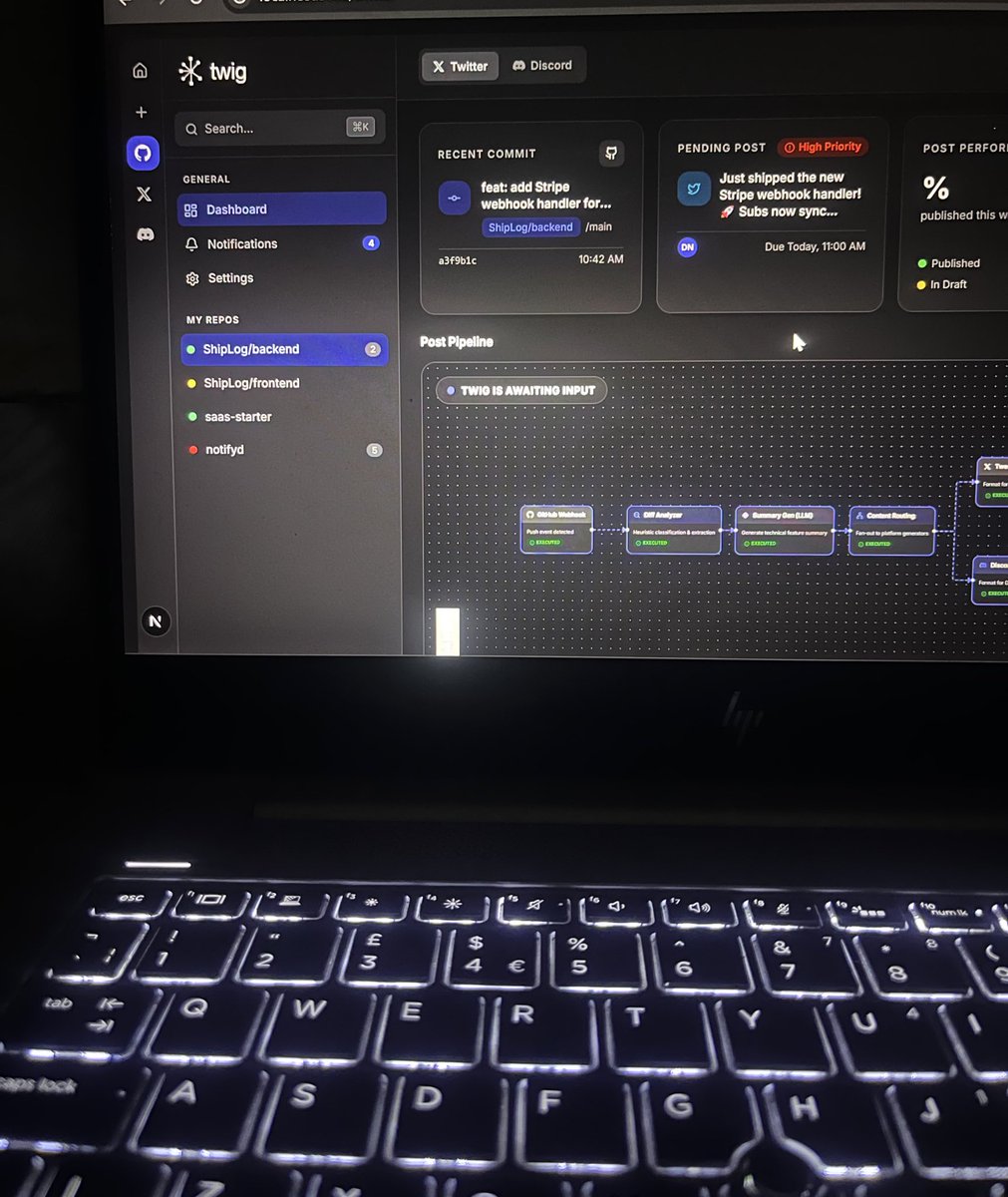 adebola_elisha's tweet image. Building in public as a solo developer can be a pain and too much of a hassle. Why not focus on what matters most. This is twig an AI agent I am building that helps solo developers carry the public along with their building process.
#Tech #TechStartup #AI #agentic