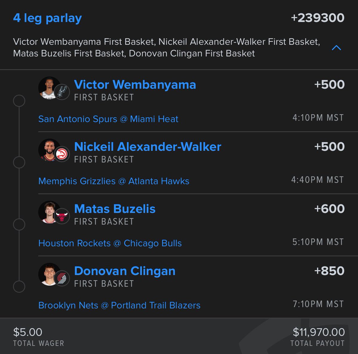 AnthoApes's tweet photo. First baskets π«‘
#FB #Firstbaskets #quickhits #lotto #NBA #Bets #Slips #PlayerProps #SameGameParlay #SportsBetting #GamblingTwitter #Fanduel https://t.co/3iyS2rOWpv