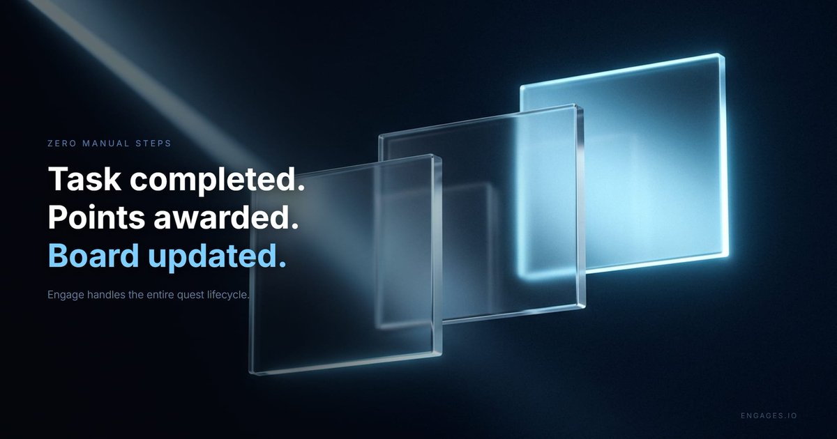 Community managers spend hours every week tracking who's active, who's not, and who deserves a reward.

Engage does it automatically.

Every quest completion is verified, every point is logged, every leaderboard update is instant. You just run the server.