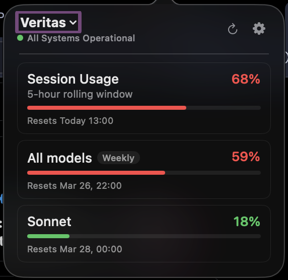 Usage bars screenshots