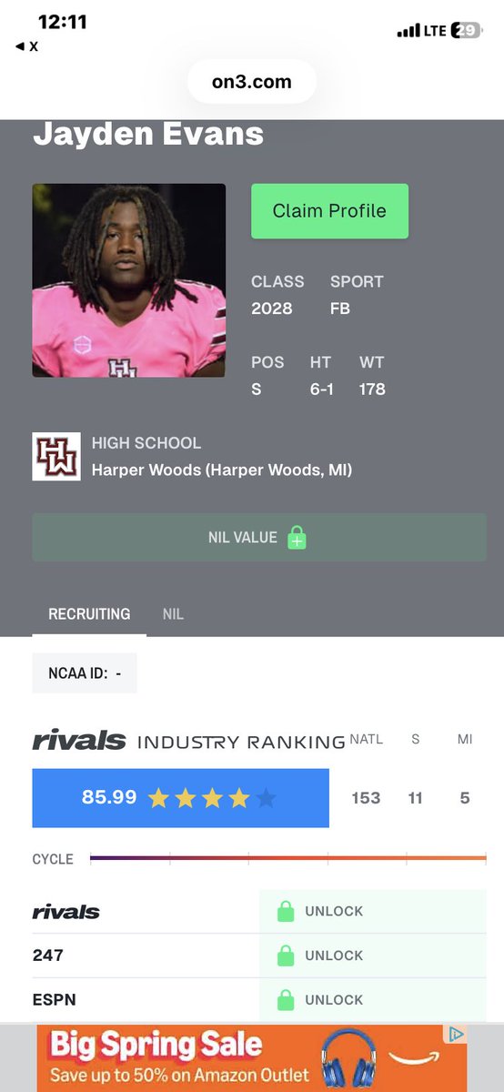 Jayden ”JD” Evans 4⭐️ tweet media