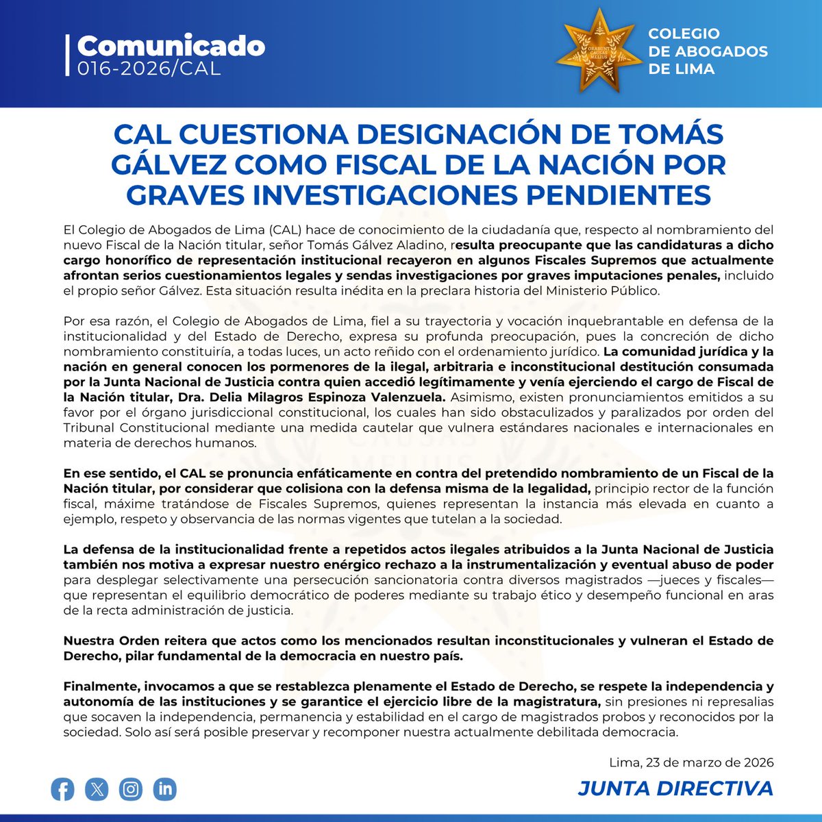 Colegio de Abogados de Lima tweet media