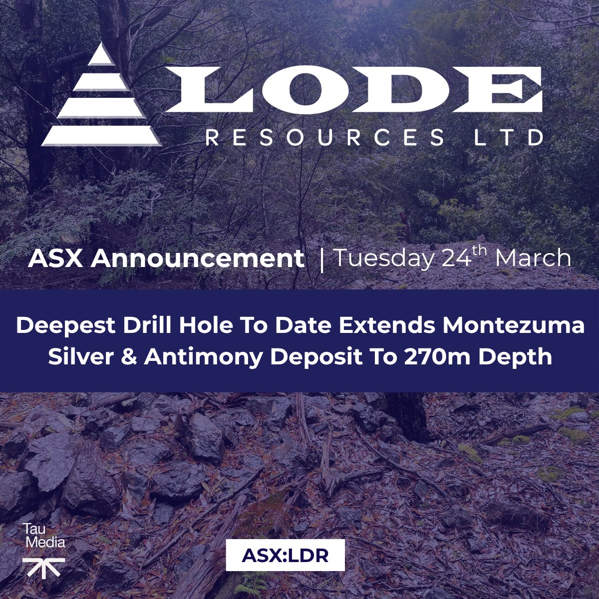 LodeResources's tweet photo. @LodeResources (ASX: #LDR) has extended high-grade mineralisation at its Montezuma Silver–Antimony Project, with the deepest drill hole to date confirming continuity to ~270m depth.

Announcement: https://t.co/cS1Z5sUQSn https://t.co/MBJGJDuS9O