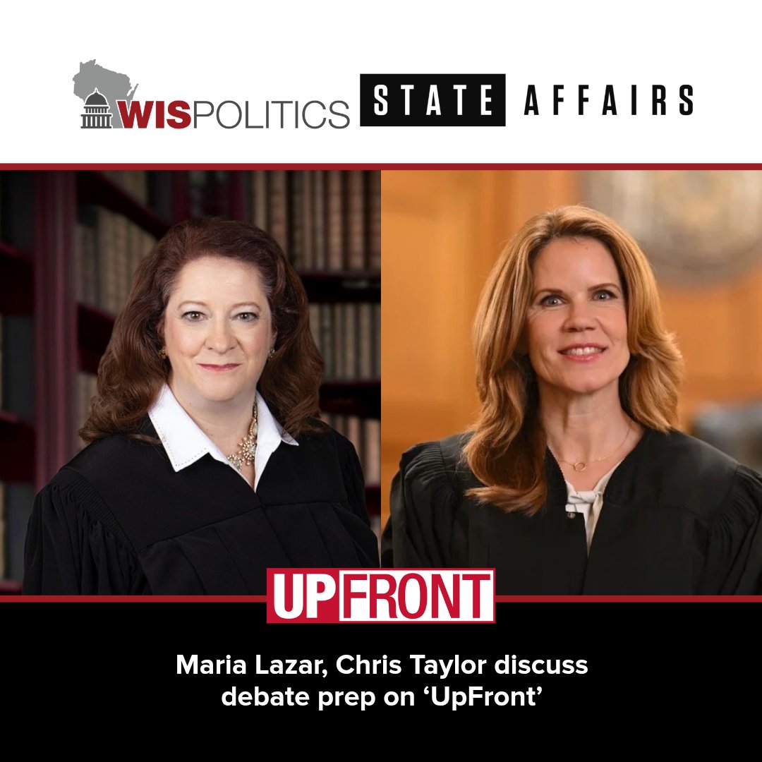 WisPolitics's tweet image. #Wisconsin Supreme Court ⚖️ candidates @JudgeMariaLazar and @ChrisTaylorWI are in the final hours of debate prep ahead of Wed 🗣 debate at @mulaw w/ in partnership with @WisPolitics @StateAffairsUS. It will be the only debate. 🎬@WISN12News #UPFRONT
 pro.stateaffairs.com/wi/news/lazar-…