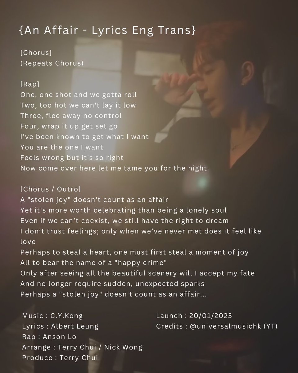 AnsonLoEngTrans's tweet photo. Song 07 🫦 For Leslie Cheung’s 20th anniversary tribute, #AnsonLo chose a lesser-known song — “An Affair (偷情)”.
He didn’t just cover it.
He reinterpreted it.
Respecting the past, while carrying it forward.
#MusicHistory #ClassicSongs #TributePerformance #PopCulture https://t.co/8HgpIjYJGu