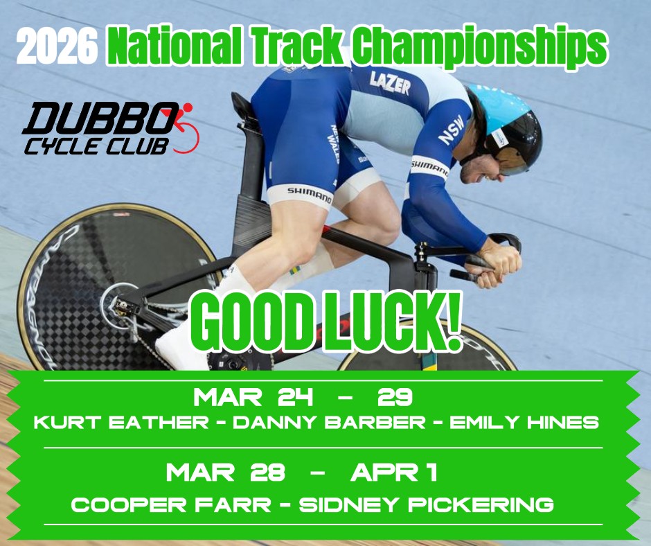 DubboCycleClub's tweet photo. The Dubbo Cycle Clubs's will send five to the 2026 @AusCycling  Track National Championships, Mar 24th to April 1st Cooper, Sidney, Emily, Kurt, and Danny: The road has been long, the demands unrelenting, but your resolve is incredible. The Very Best of Luck! 
Go #GreenMachine https://t.co/XZFGqYm7bV