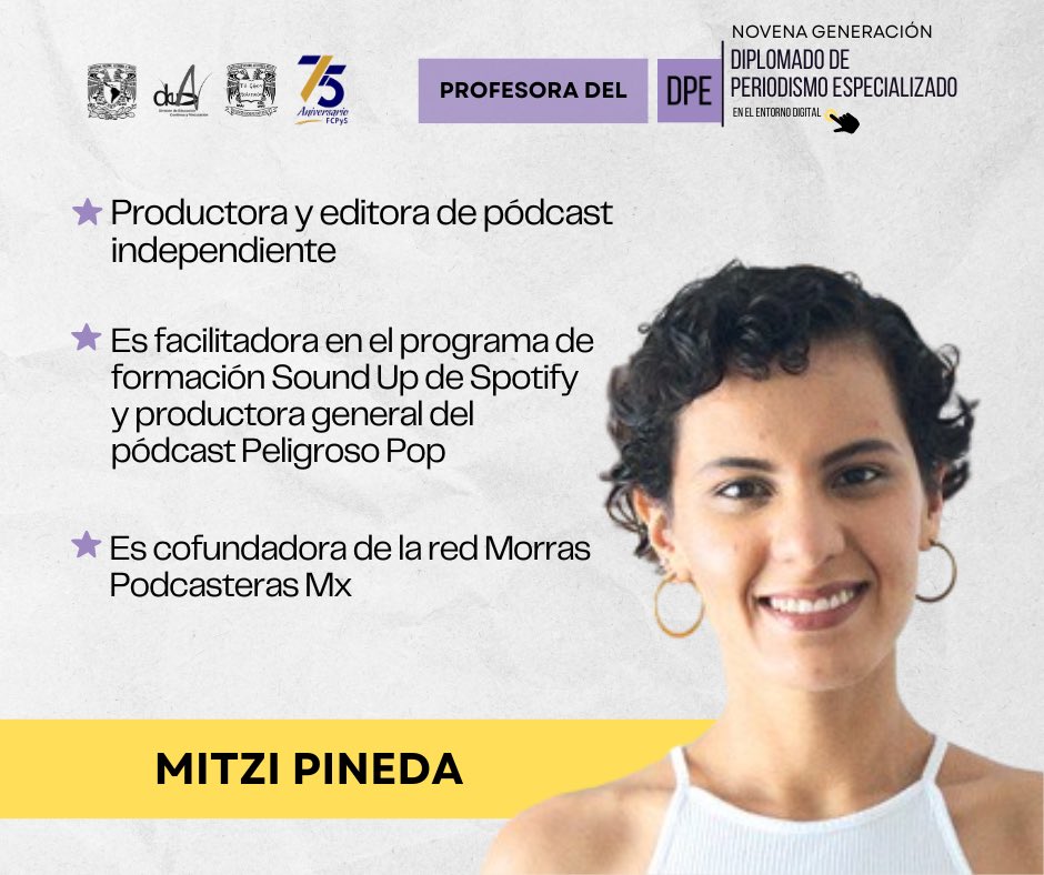 🤓 Conoce a algunos docentes de la Novena Generación del DPE.

📚 Tendrás la oportunidad de aprender de periodistas en activo y especialistas.

✅ Inscripciones abiertas para modalidad Actualización o Titulación 
📅 Empezamos 24 de abril 
📩 Informes: dpe.unam@gmail.com