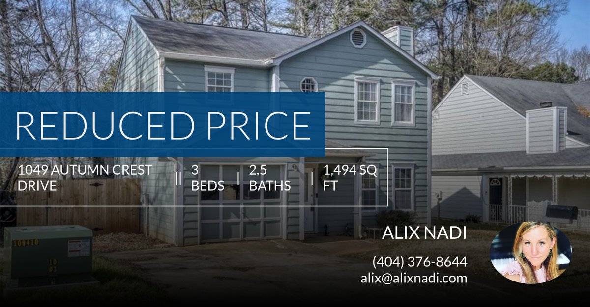 AlixSellsATL's tweet photo. 📍 Reduced Price 📍 This recently reduced home at 1049 Autumn Crest Drive in Stone Mountain won't last long, so, don't wait to set up a showing! Reach out here or at (404) 376-8644 for more information!

The Alix Nadi Team
BEST. RE... https://t.co/5s9LOZc0l1 https://t.co/KxS9FvoC43